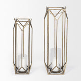 Mercana Ivy Small Gold Metal Geometric Cage Candle Holder Lantern
