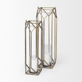 Mercana Ivy Small Gold Metal Geometric Cage Candle Holder Lantern