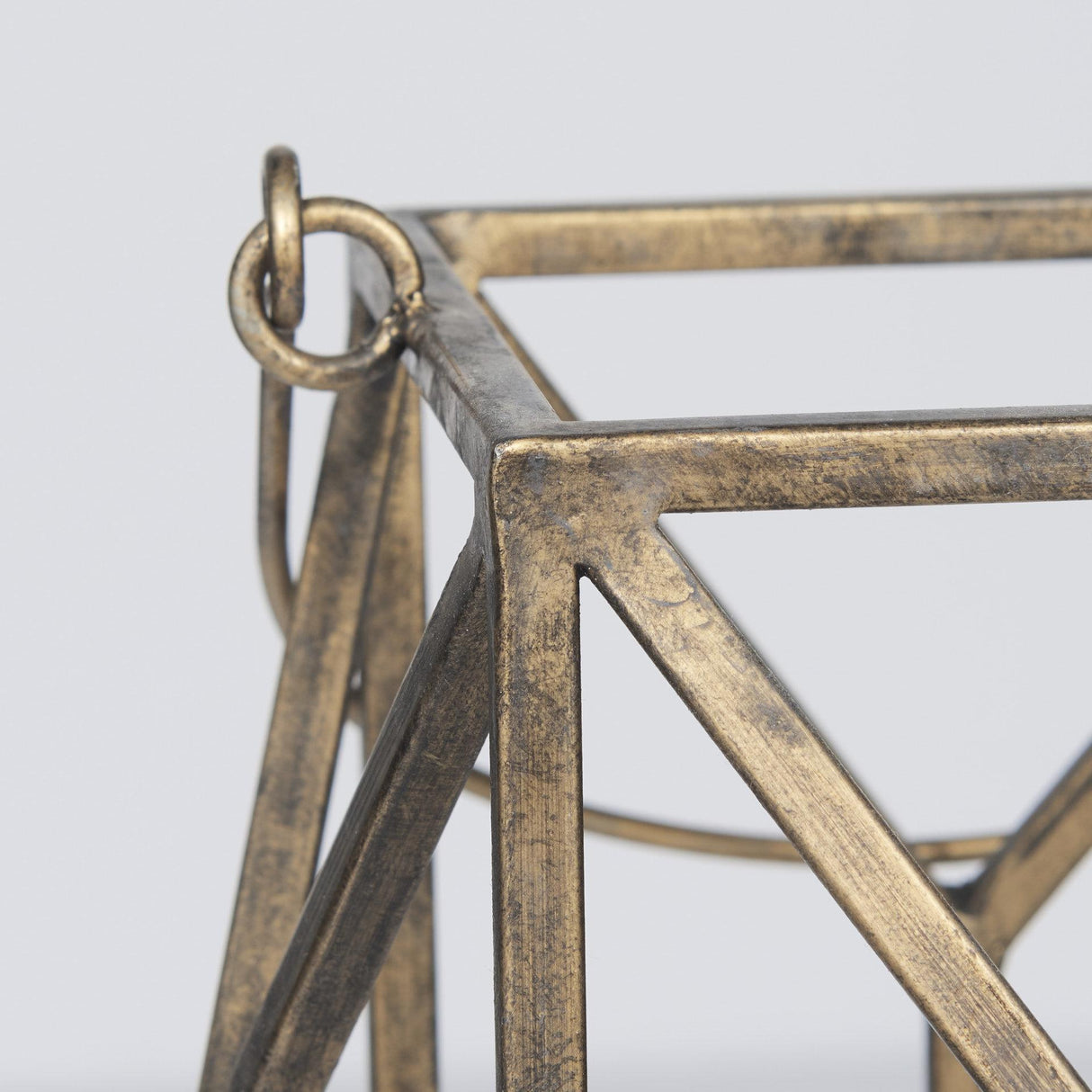 Mercana Ivy Small Gold Metal Geometric Cage Candle Holder Lantern
