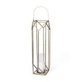 Mercana Ivy Large Gold Metal Geometric Cage Candle Holder Lantern