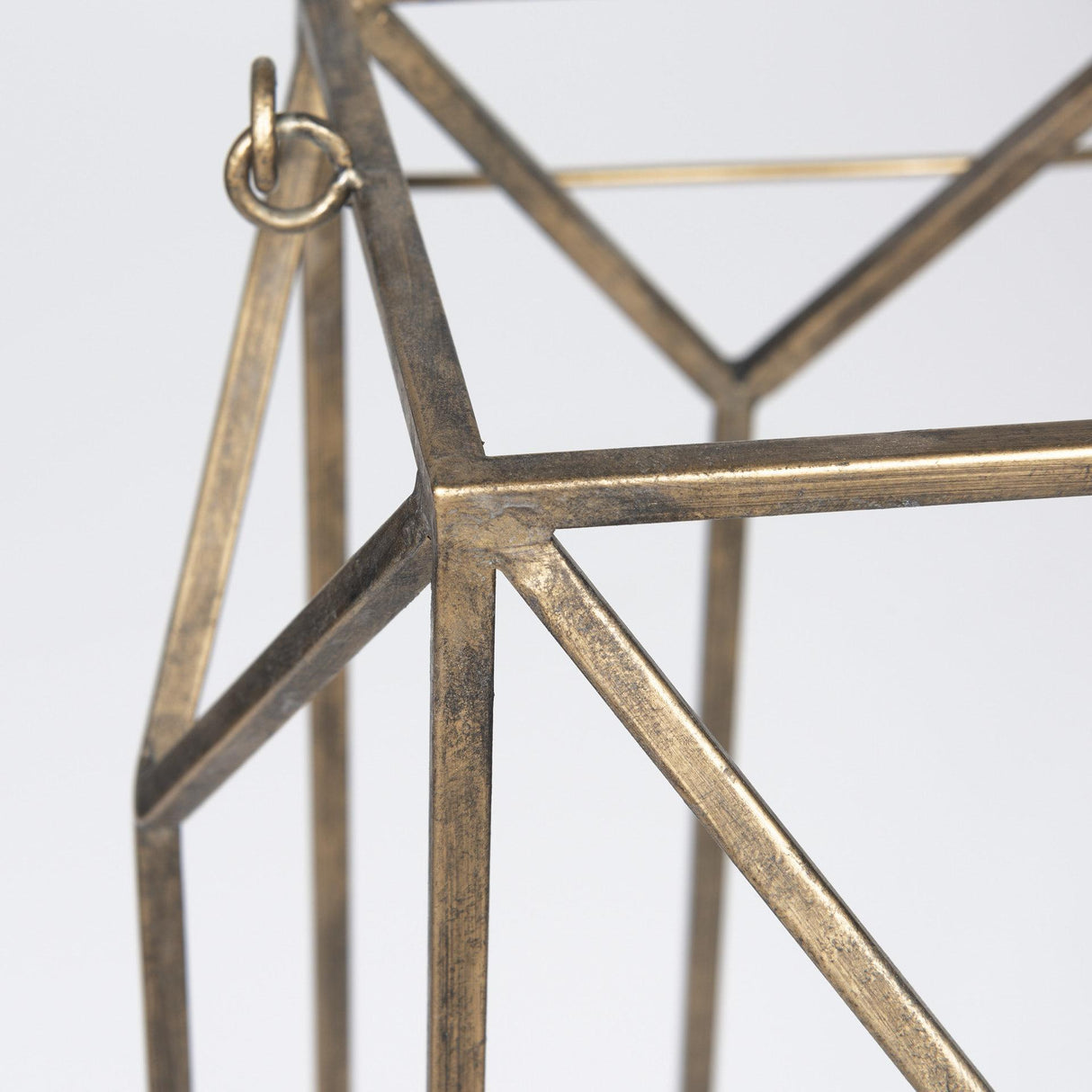 Mercana Ivy Large Gold Metal Geometric Cage Candle Holder Lantern