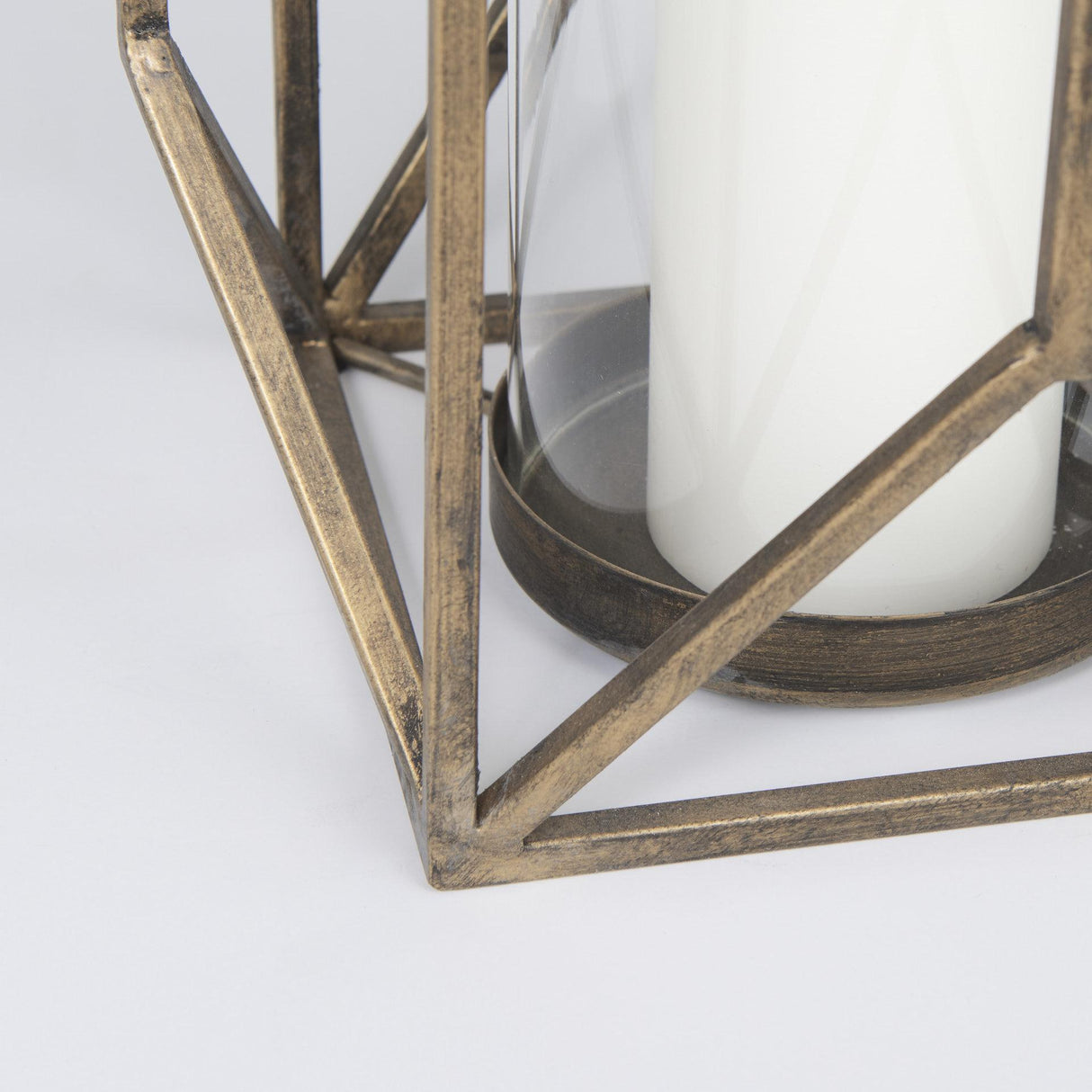 Mercana Ivy Large Gold Metal Geometric Cage Candle Holder Lantern