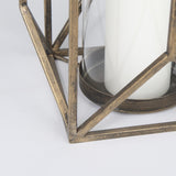 Mercana Ivy Large Gold Metal Geometric Cage Candle Holder Lantern