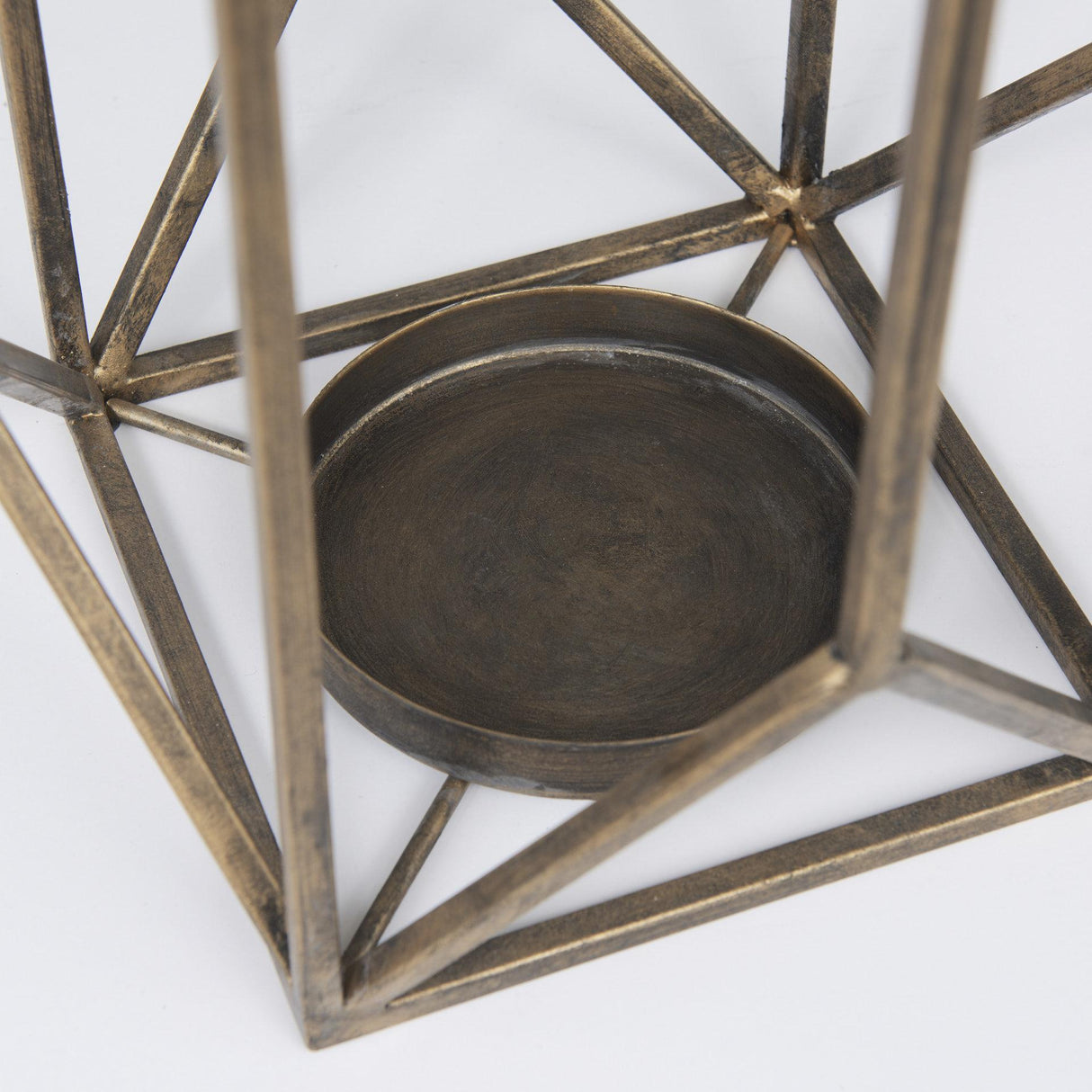 Mercana Ivy Large Gold Metal Geometric Cage Candle Holder Lantern
