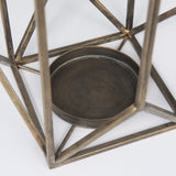 Mercana Ivy Large Gold Metal Geometric Cage Candle Holder Lantern