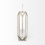 Mercana Ivy Large Gold Metal Geometric Cage Candle Holder Lantern