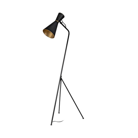Mercana Eris III (58.3"H) Black/Brass Metal Cone Shade Floor Lamp