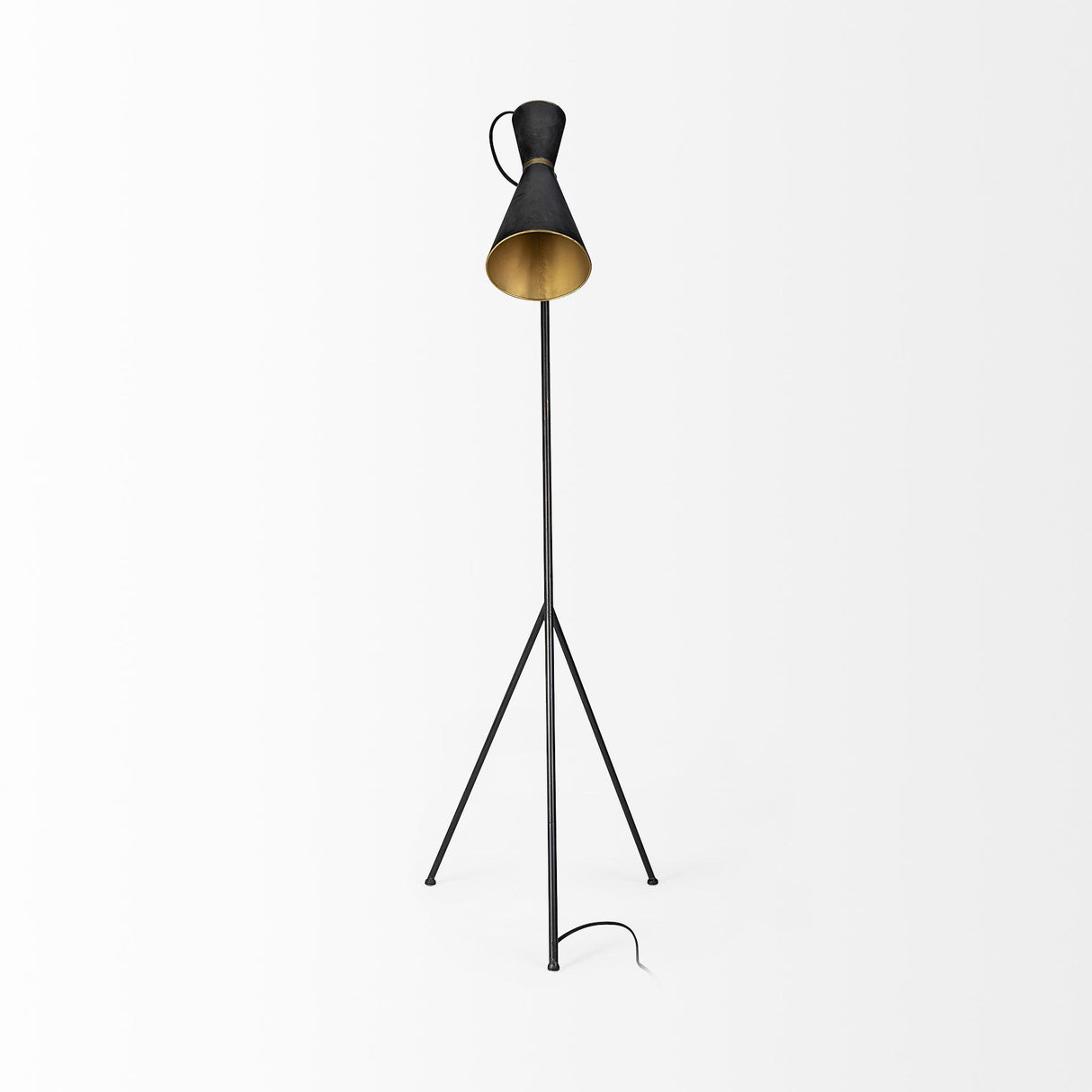 Mercana Eris III (58.3"H) Black/Brass Metal Cone Shade Floor Lamp