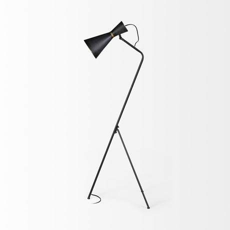 Mercana Eris III (58.3"H) Black/Brass Metal Cone Shade Floor Lamp
