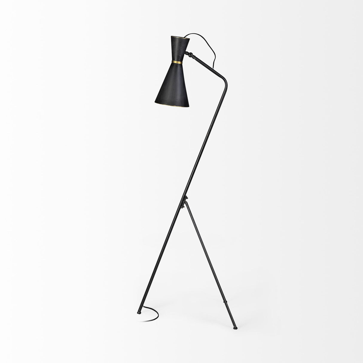 Mercana Eris III (58.3"H) Black/Brass Metal Cone Shade Floor Lamp
