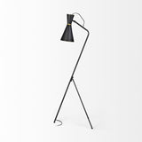 Mercana Eris III (58.3"H) Black/Brass Metal Cone Shade Floor Lamp