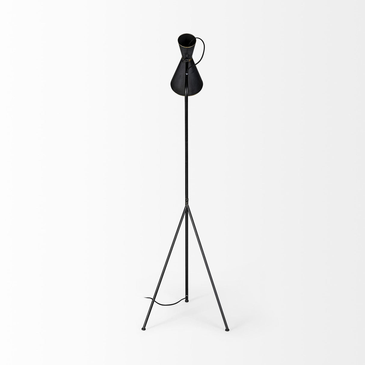 Mercana Eris III (58.3"H) Black/Brass Metal Cone Shade Floor Lamp