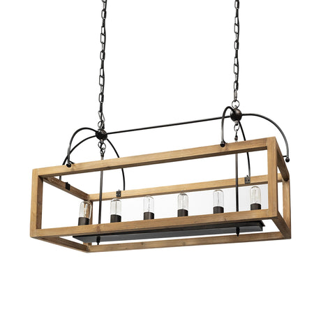 Mercana Josie (42"x14.5"x20") Natural Wood Chassis Six Light Chandelier