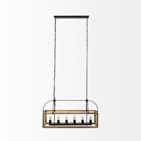 Mercana Josie (42"x14.5"x20") Natural Wood Chassis Six Light Chandelier