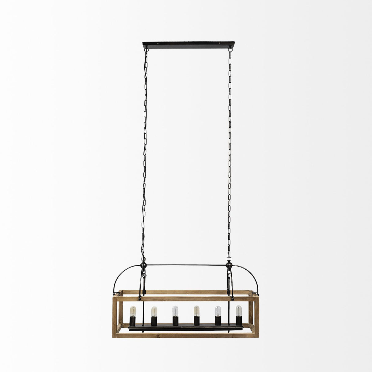 Mercana Josie (42"x14.5"x20") Natural Wood Chassis Six Light Chandelier