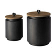 Mercana Cyril (Set of 2) Gray Metal W/ Brown Wood Lids Jars