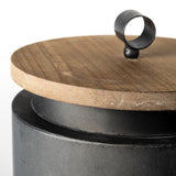 Mercana Cyril (Set of 2) Gray Metal W/ Brown Wood Lids Jars