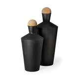 Mercana Asher Set of Two Black Metal Urns