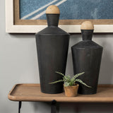 Mercana Asher Set of Two Black Metal Urns