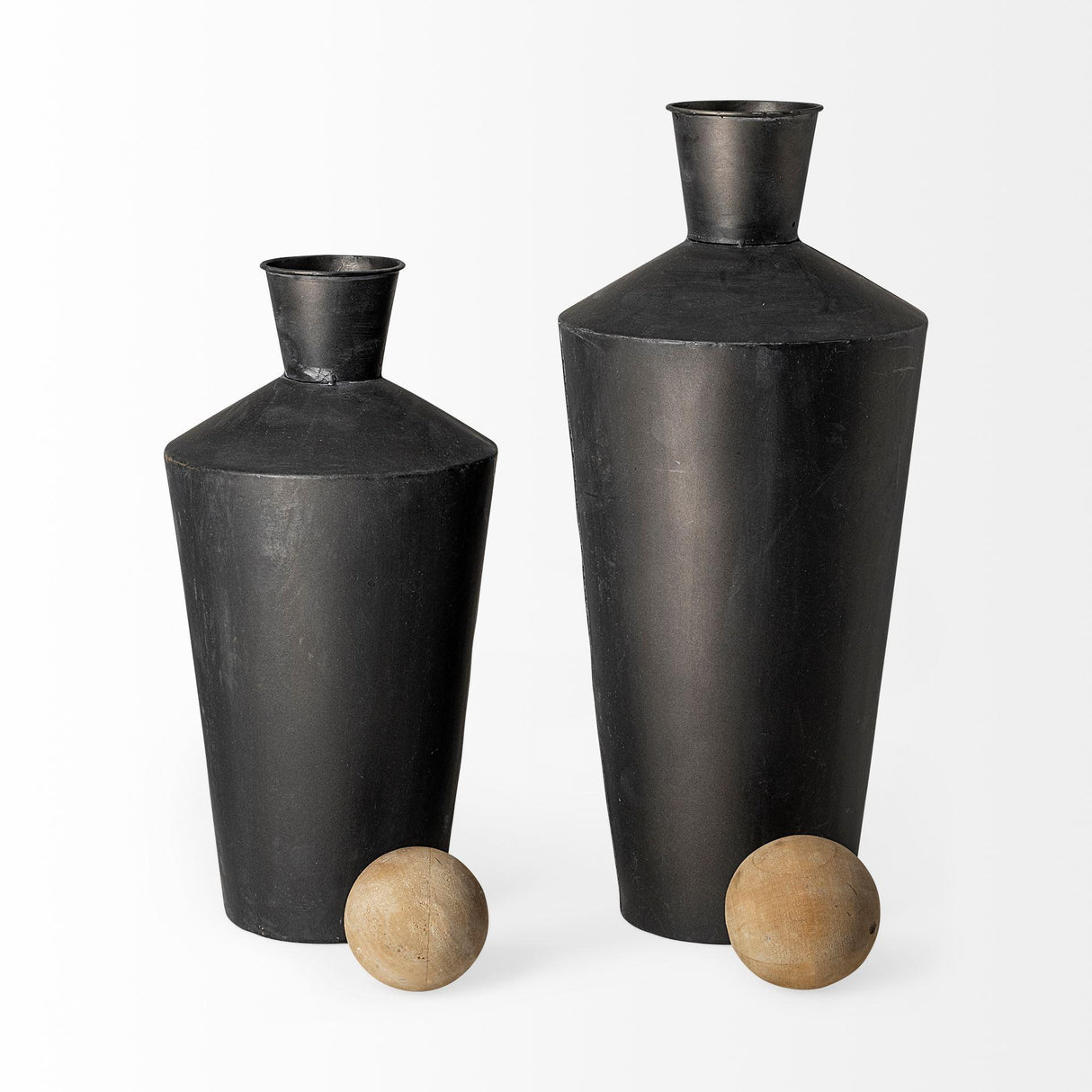 Mercana Asher Set of Two Black Metal Urns