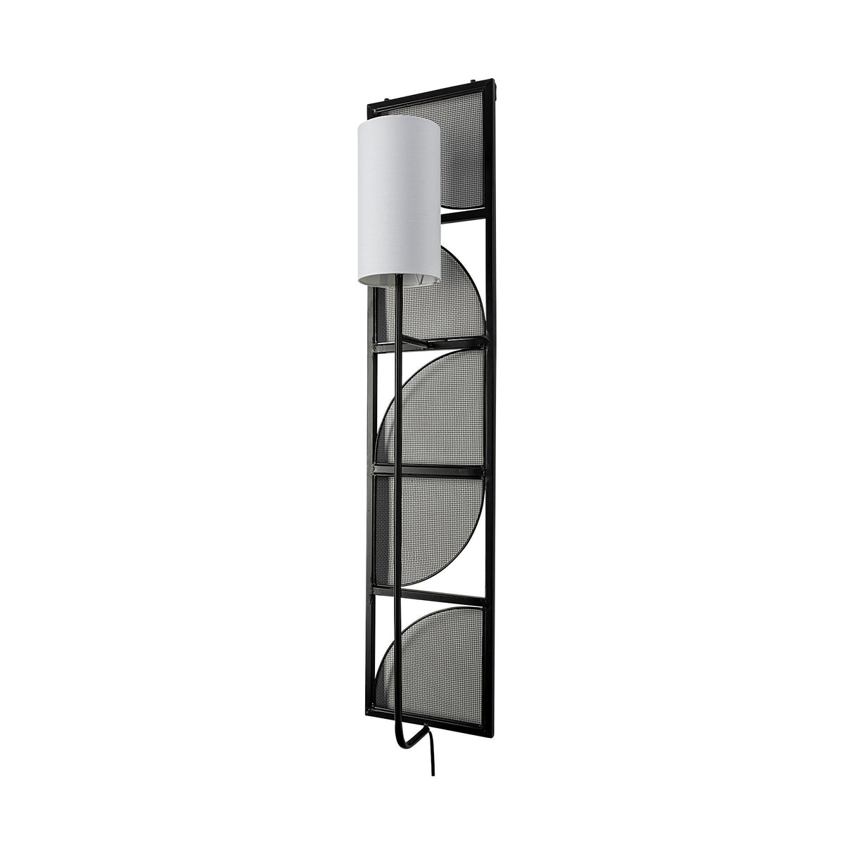 Mercana Navin 10x46.5 Black Metal Body White Fabric Shade Rectangular Wall Sconce