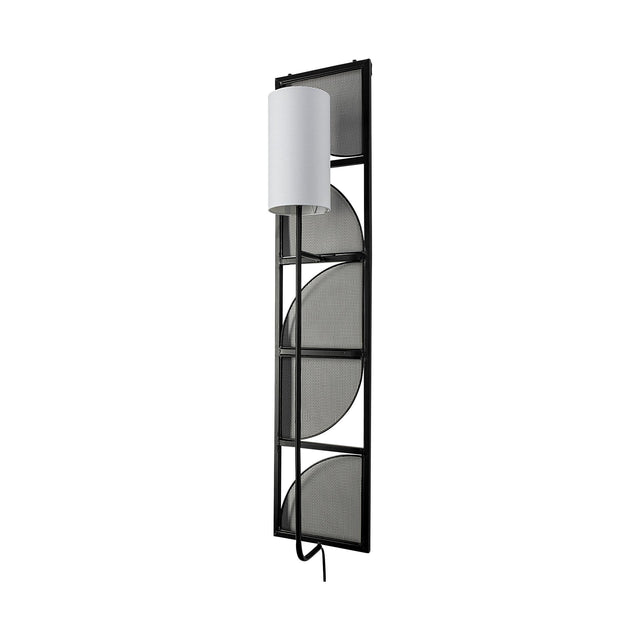 Mercana Navin 10x46.5 Black Metal Body White Fabric Shade Rectangular Wall Sconce