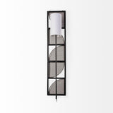 Mercana Navin 10x46.5 Black Metal Body White Fabric Shade Rectangular Wall Sconce