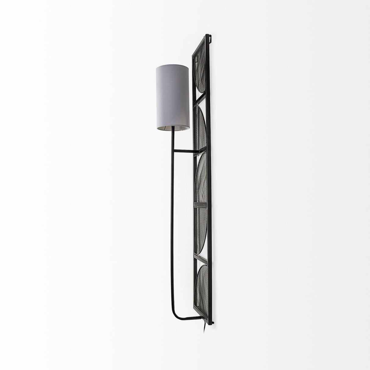 Mercana Navin 10x46.5 Black Metal Body White Fabric Shade Rectangular Wall Sconce