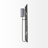 Mercana Navin 10x46.5 Black Metal Body White Fabric Shade Rectangular Wall Sconce