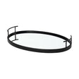 Mercana Ansel 20L x 14W Black Metal Mirrored Bottom Oval Serving Tray