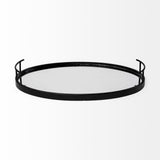 Mercana Ansel 20L x 14W Black Metal Mirrored Bottom Oval Serving Tray