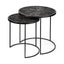 Mercana Chakra 19.7" Set of Two Round Dark Wood Top Black Frame Accent Tables