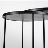 Mercana Chakra 19.7" Set of Two Round Dark Wood Top Black Frame Accent Tables