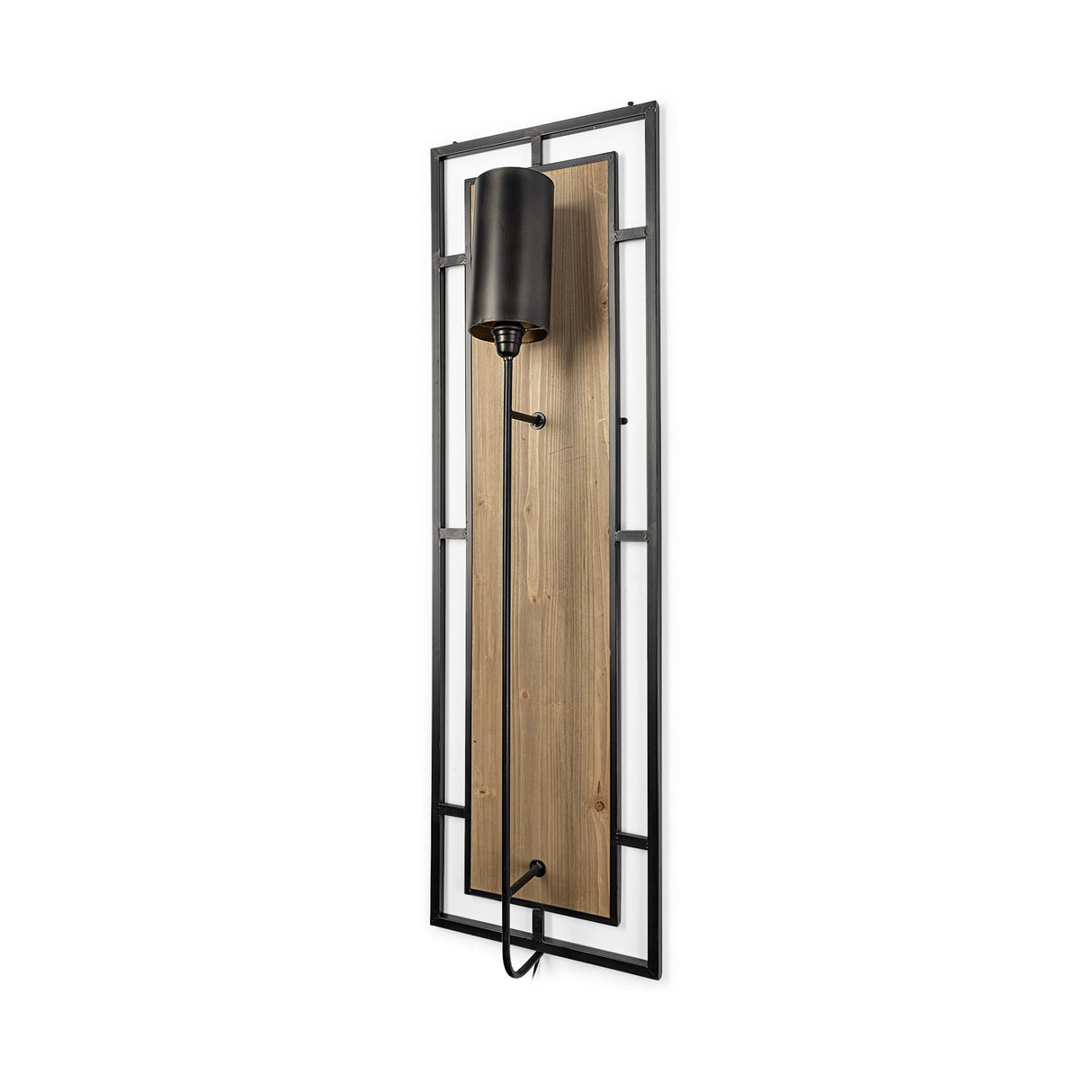 Mercana Cleo 16.9x57.1 Black Metal and Wood Rectangular Wall Sconce