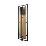 Mercana Cleo 16.9x57.1 Black Metal and Wood Rectangular Wall Sconce
