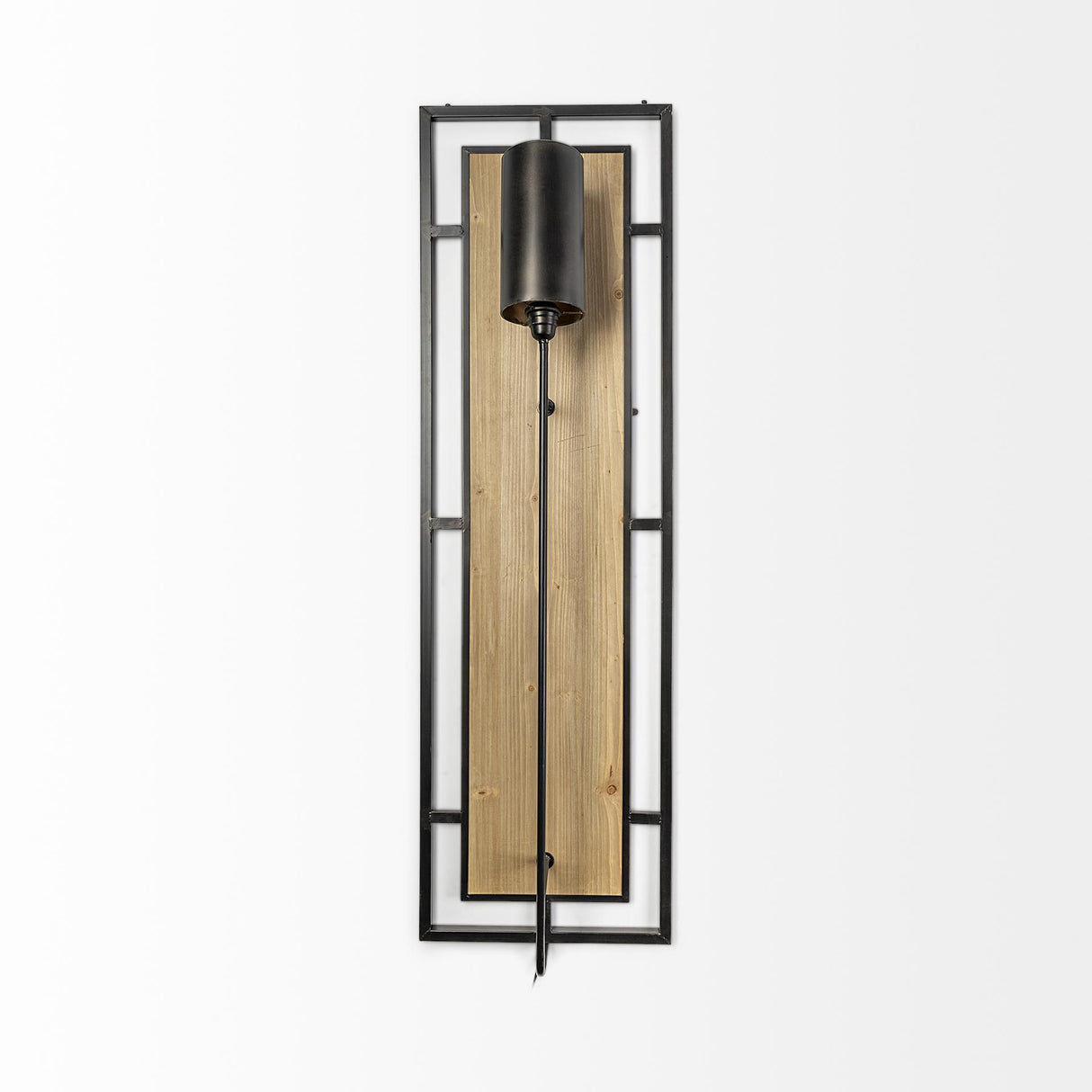Mercana Cleo 16.9x57.1 Black Metal and Wood Rectangular Wall Sconce