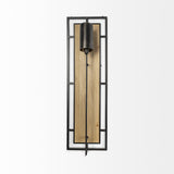 Mercana Cleo 16.9x57.1 Black Metal and Wood Rectangular Wall Sconce