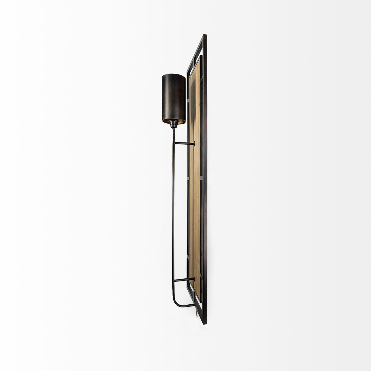 Mercana Cleo 16.9x57.1 Black Metal and Wood Rectangular Wall Sconce