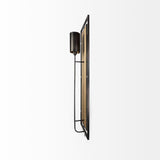 Mercana Cleo 16.9x57.1 Black Metal and Wood Rectangular Wall Sconce