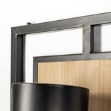 Mercana Cleo 16.9x57.1 Black Metal and Wood Rectangular Wall Sconce