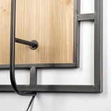 Mercana Cleo 16.9x57.1 Black Metal and Wood Rectangular Wall Sconce