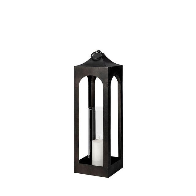 Mercana Ina Short Charcoal Metal Candle Holder Lantern