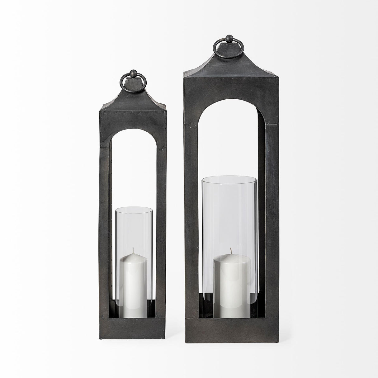 Mercana Ina Tall Charcoal Metal Candle Holder Lantern