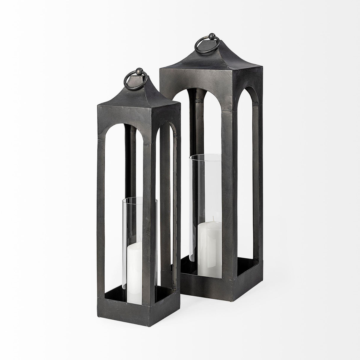 Mercana Ina Tall Charcoal Metal Candle Holder Lantern