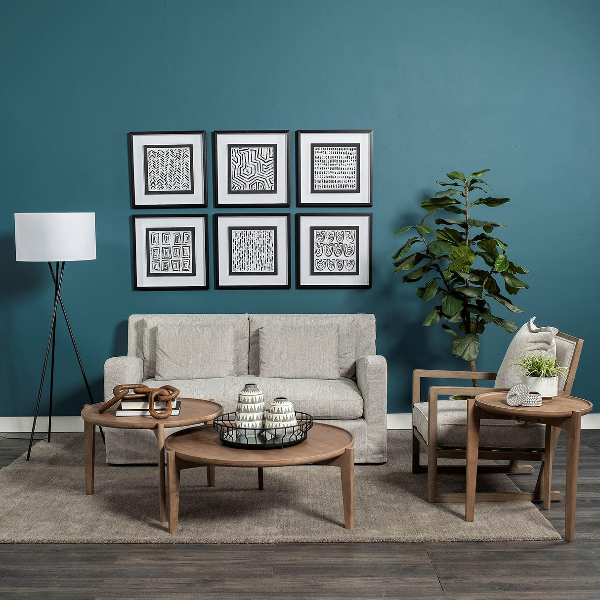 Mercana Sherlock Frost Gray Wood Frame Accent Chair