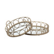 Mercana Leona (Set of 2) Natural Wicker Woven Mirrored Base Nesting Trays