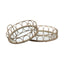Mercana Leona (Set of 2) Natural Wicker Woven Mirrored Base Nesting Trays