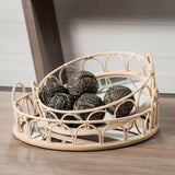 Mercana Leona (Set of 2) Natural Wicker Woven Mirrored Base Nesting Trays