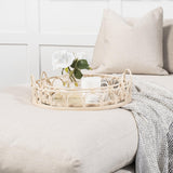 Mercana Leona (Set of 2) Natural Wicker Woven Mirrored Base Nesting Trays