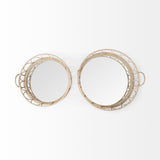 Mercana Leona (Set of 2) Natural Wicker Woven Mirrored Base Nesting Trays